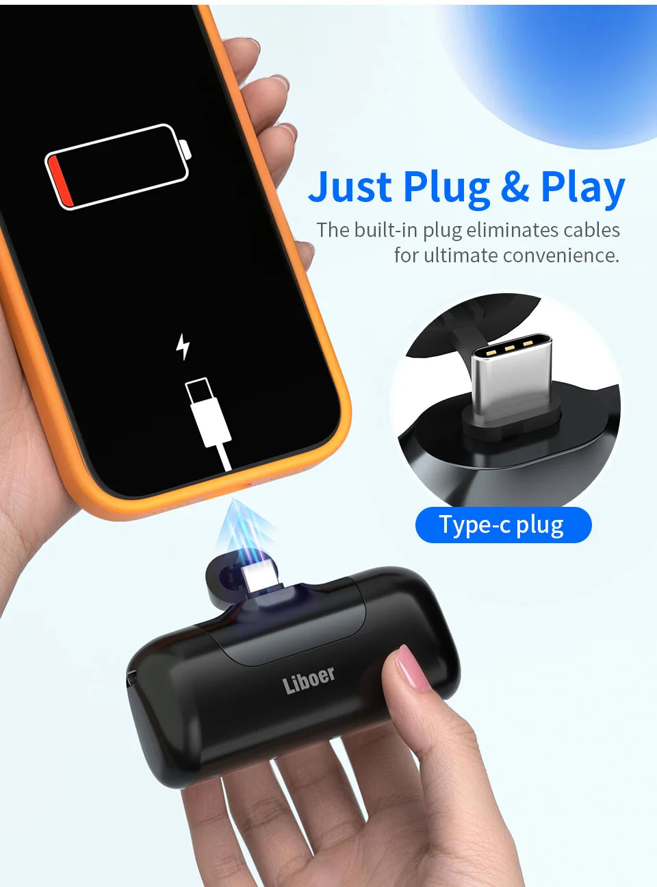 Mini Power Bank Fast Charging Portable Charger LED Digital Diaplay USB-C Connector External Battery Black White Pink Powerbank