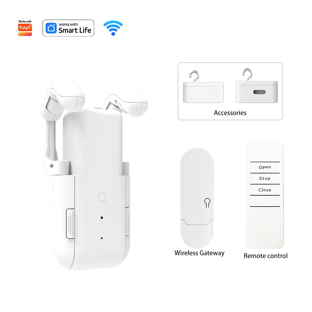 WiFi 3 in 1 Smart Curtain Motor Electric Curtain Robot Auto Opener No Wiring Support APP （Equipped with Remote Control）