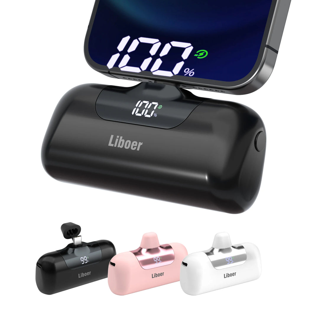 Mini Power Bank Fast Charging Portable Charger LED Digital Diaplay USB-C Connector External Battery Black White Pink Powerbank